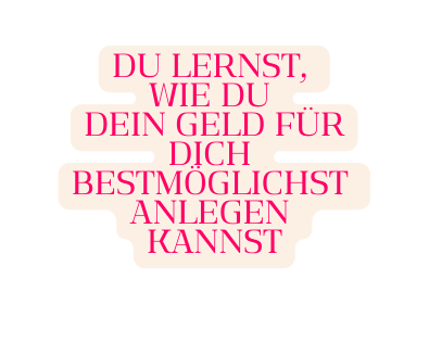 Du lernst wie du dein geld für dich bestmöglichst anlegen kannst